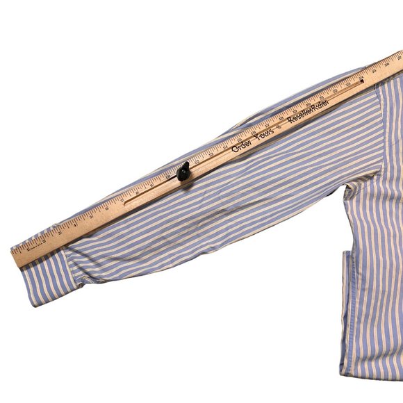 Tommy Hilfiger Shirt Men's Button Up Long Sleeve Striped Blue Yellow Medium 15.5 - Picture 4 of 11
